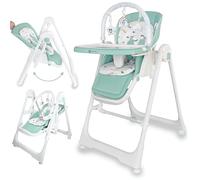 Chaise Haute Evolutive 3 en 1 Movity: Transat, Balancelle et Rocker Multifonction pour Bébé (0m+ - 15kg) / Reclinable, Pliable et Réglable/Harnais 5 Points (Menthe, Movity Pro)