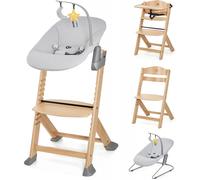 Kinderkraft ENOCK Chaise Haute Bébé + Transat CALMEE, en Bois Naturel, Chaise d'alimentation, Évolutive, Réglable, Puericulture Bébé, Très Solide, Design Universe