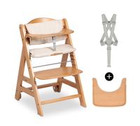Hauck Chaise haute bébé Beta+ évolutive en bois 6 mois–90 kg, roulettes, harnais 5 points – Naturel