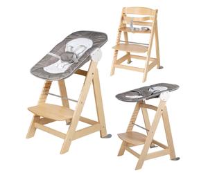 Chaise Haute Évolutive Born Up Avec Transat Inclinable Sternenzauber Naturel - Petites Étoiles TU
