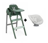 Chaise haute évolutive Crescendo Up 2en1 imperial green Re_Lux + Siège de naissance