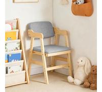 Chaise Haute Évolutive en Bois Naturel,Fauteuil en Bois,chaises à Manger avec Fauteuil à Dos,Chaise Haute,Hauteur Réglable,de 6 Mois jusqu'à 50 kg,Chaise Bébé Résistante (Gris)