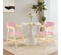 Chaise Haute Évolutive en Bois Naturel,Fauteuil en Bois,chaises à Manger avec Fauteuil à Dos,Chaise Haute,Hauteur Réglable,de 6 Mois jusqu'à 50 kg,Chaise Bébé Résistante (2P-Rose)
