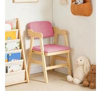 Chaise Haute Évolutive en Bois Naturel,Fauteuil en Bois,chaises à Manger avec Fauteuil à Dos,Chaise Haute,Hauteur Réglable,de 6 Mois jusqu'à 50 kg,Chaise Bébé Résistante (Rose)