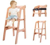 Chaise Haute Evolutive en Bois pour bébé, Réglable, Fabriqué en bois de hêtre de haute qualité, Avec ceintures de sécurité