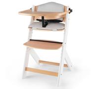 Kinderkraft ENOCK Chaise Haute 2en1, Bois de Hêtre, Réglable, Blanc