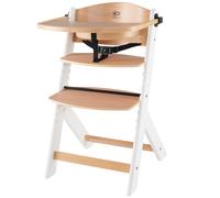 Kinderkraft Chaise Haute Bébé ENOCK, 3 en 1, en Bois Naturel, Évolutive, Dossier Profilé, Réglage, Blanc