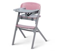 Kinderkraft Chaise haute LIVY 3-en-1 bois de chêne, siège et repose-pieds réglables, Aster rose