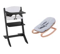 Chaise haute évolutive Nala Noir avec set nouveau-né, tablette et coussin