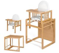 Chaise haute évolutive portable Evoluonge pour bébé en bois de hêtre Convertible en table et en chaise haute Assise rembourrée