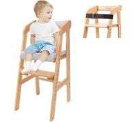 Chaise Haute Evolutive pour bébé, Tabouret Enfant Réglable, Fabriqué en bois de hêtre de haute qualité, avec ceintures de sécurité