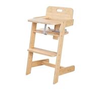 roba Chaise Haute Bébé Nature Up en Bois de Bambou Certifié FSC - Évolutive avec Plateau Amovible - Harnais à 3 Points - Charge Maximale 70 kg - Naturel