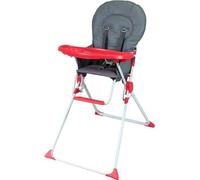Chaise haute fixe BAMBISOL - Des 6 mois - Mixte - Gris et rouge - Assise en PVC - Tablette amovible et réglable
