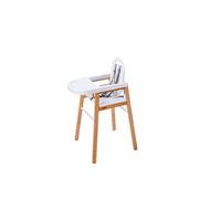 Chaise Haute Fixe Bébé avec Tablette Amovible Lili, Bicolore Blanc et Naturel