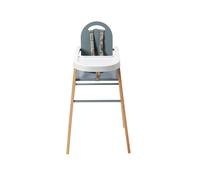 Chaise haute fixe lili hybride bois et bleu gris TU