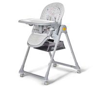 Kinderkraft Chaise haute bébé LASTREE 2-en-1 évolutive, transat pliable, réglable, gris