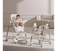 Chaise haute multifonctionnelle pliable avec roulettes, chaise haute électrique pour bébé avec télécommande, balançoire à 5 vitesses et aide au sommeil CZY-WHITE