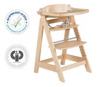 roba Chaise Haute Évolutive en Bois Sit Up Fun + Plateau Repas Détachable en un Seul Clic - Hauteur Réglable - 6 Mois jusqu'à 70 kg - Naturel