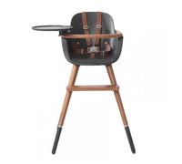 Chaise Haute Ovo Original City Luxe Gris Anthracite/Acajou Simili Cuir Marron