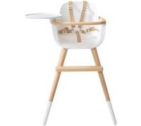 Chaise Haute Ovo Original One Luxe Blanc/Naturel Harnais Simili Cuir Beige Multicolore G