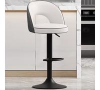 Chaise Haute Pivotant Moderne en Cuir PU avec Dossier, Chaise de Bar Incurvée sans Accoudoirs, Grand Châssis, Coussin en Mousse Épaisse, pour Salle à Manger, Café, 1 Pièce(Gray)