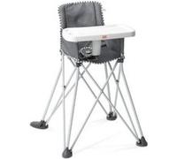 Chaise haute pliable Pop 'N Dine - Avec sac de transport - Tablette porte-gobelet - Déhoussable et lavable Gris
