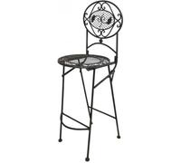 Chaise Haute Pliante Fauteuil de Bar Pliable ou pour Ilot Central en Fer Forgé Marron 67x72x115cm