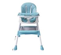 Chaise haute pour bébé, réglable en hauteur, design double coque, BLEU CLAIR
