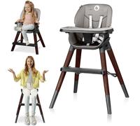 LIONELO Mona chaise haute bébé 4 en 1, pliable pour enfant, plateau amovible, pieds antidérapants, de 6 à 36 mois, ceintures de sécurité, capacité de charge jusqu'à 15 kg / 25 kg / 75kg (BLACK)