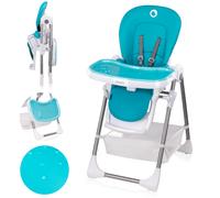 LIONELO Linn Plus - Chaise haute évolutive bébé - Pliable - Compacte - Réglable hauteur - De 6 mois à 3 ans (15kg) - Turquoise vert TU