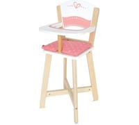 Chaise haute pour poupée HAPE - Modèle E3600 - Bois rose et blanc - Plateau et coussin inclus