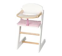 Chaise Haute Pour Poupée Scarlett En Bois Roba - Blanc / Naturel - Coussin Rose - 51,5 X 28 X 28 Cm