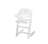 Chaise Haute Pour Poupée Stella En Bois - Roba - Modèle Stella - Motif Étoile - Blanc / Gris