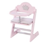 Chaise Haute Pour Poupées - Roba - Princess Sophie - Bois Rose - Motif Couronne - Coussin Gris