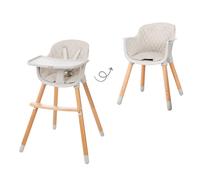 Chaise haute rembourrée avec plateau repas style up wood bois naturel - gris TU