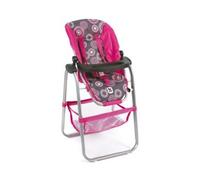 Chaise Haute Rose avec Tablette pour poupée jusqu'à 50 cm - possibilité d Incliner Le siège Set Accessoire Poupon + Carte Animal - nouveauté
