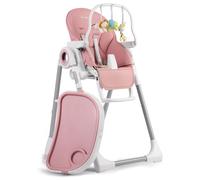 Chaise haute rose Nukido Belo avec table et barre de jouets