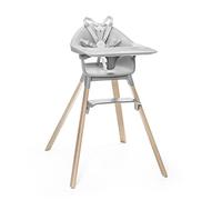 Chaise haute Stokke Clikk, Gris - Chaise haute tout-en-un avec plateau + harnais - Légère, durable, ergonomique et facile à transporter - utilisable pour les 6-36 mois, jusqu’à 15kg