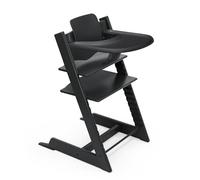 Chaise haute Stokke Tripp Trapp (Black) avec le plateau Stokke (Black) - Comprend la chaise + le Baby Set 2 pour les enfants de 6 à 36 mois - Ajustable, ergonomique et facile à nettoyer