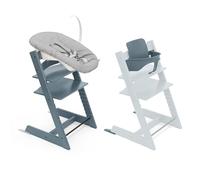 Chaise haute Stokke Tripp Trapp (Fjord Blue) avec Newborn Set & Baby Set 2 (Fjord Blue) - Design sûr, ajustable et ergonomique