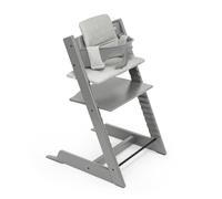 Chaise haute Stokke Tripp Trapp (Gris tempête) avec coussin OCS (Gris nordique) - Inclut chaise Tripp Trapp, Baby Set 2 (6-36 mois) coussin - Réglable, ergonomique et facile à nettoyer