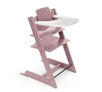 Chaise haute Stokke Tripp Trapp (Heather Mauve) avec le plateau Stokke (White) - Comprend la chaise + le Baby Set 2 pour les enfants de 6 à 36 mois - Ajustable, ergonomique et facile à nettoyer
