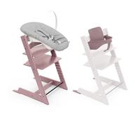 Chaise haute Stokke Tripp Trapp (Heather Mauve) avec Newborn Set (Grey) & Baby Set 2 (Vanilla White) - Design ajustable, ergonomique et sécuritaire