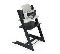 Chaise haute Stokke Tripp Trapp (Noir) avec coussin OCS (Gris nordique) - Inclut chaise Tripp Trapp, Baby Set 2 (6-36 mois) coussin - Réglable, ergonomique et facile à nettoyer