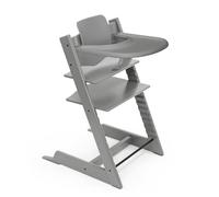 Chaise haute Stokke Tripp Trapp (Storm Grey) avec le plateau Stokke (Storm Grey) - Comprend la chaise + le Baby Set 2 pour les enfants de 6 à 36 mois - Ajustable, ergonomique et facile à nettoyer
