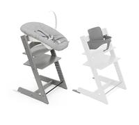 Chaise haute Stokke Tripp Trapp (Storm Grey) avec Newborn Set & Baby Set 2 (Storm Grey) - Design sûr, ajustable et ergonomique
