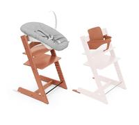 Chaise haute Stokke Tripp Trapp (Terracotta) avec Newborn Set & Baby Set 2 (Terracotta) - Design sûr, ajustable et ergonomique
