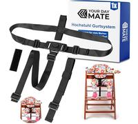 Chaise haute système de harnais 3 points, 1 set, compatible avec Hauck Alpha Beta, Stokke Tripp Trapp, Roba, uvm., en noir, avec sangle d'entrejambe