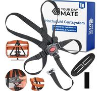 Chaise haute système de harnais 5 points, 1 Set, compatible avec Hauck, Stokke Tripp Trapp, Roba, uvm., en Noir, ceinture avec clip de poitrine, ceinture de chaise haute système 5 points