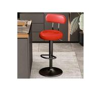 Chaise Haute Tabouret de Bar pivotant Multifonctionnel de 61 à 81 cm, Chaise de Bar à Dossier Haut Moderne(Red)